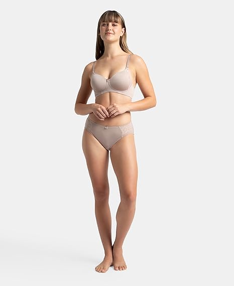 Jockey 1816 Women’s Wirefree Padded Microfiber T-Shirt Bra – Full Coverage Lace Multiway with Adjustable Straps
